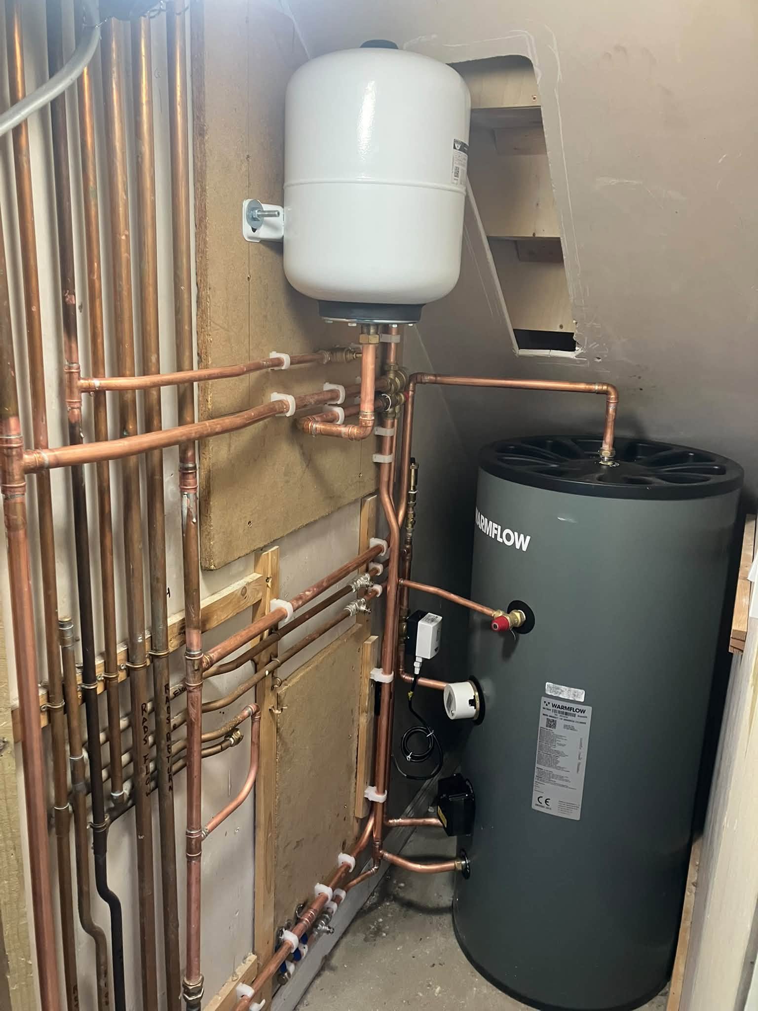 Hot Water Cylinder and Copper Pipework in Newmills - BMK job photo 1